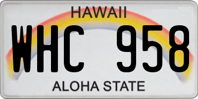 HI license plate WHC958
