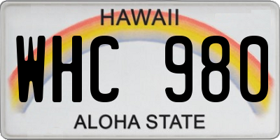 HI license plate WHC980
