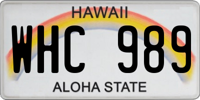 HI license plate WHC989