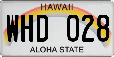 HI license plate WHD028