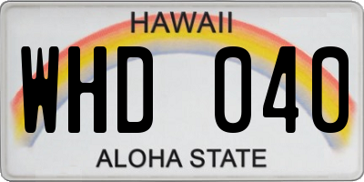 HI license plate WHD040