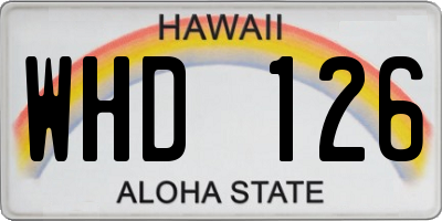 HI license plate WHD126