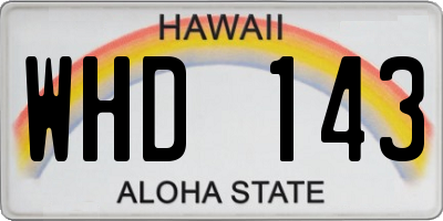 HI license plate WHD143