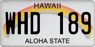 HI license plate WHD189