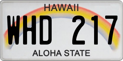HI license plate WHD217
