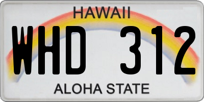 HI license plate WHD312