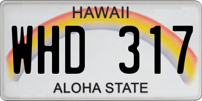 HI license plate WHD317