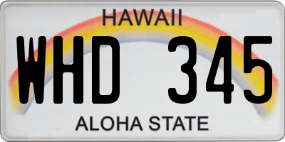 HI license plate WHD345