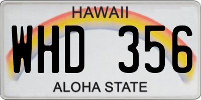 HI license plate WHD356