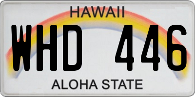 HI license plate WHD446