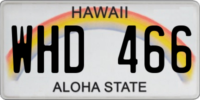 HI license plate WHD466