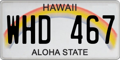 HI license plate WHD467