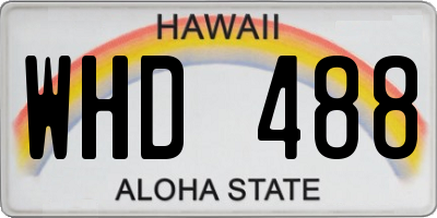 HI license plate WHD488
