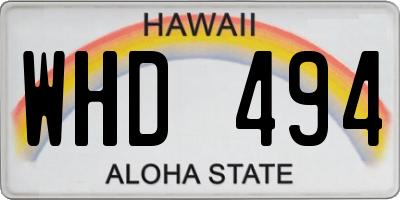 HI license plate WHD494