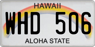 HI license plate WHD506