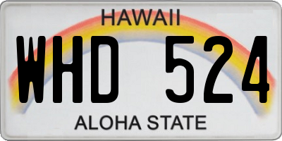 HI license plate WHD524