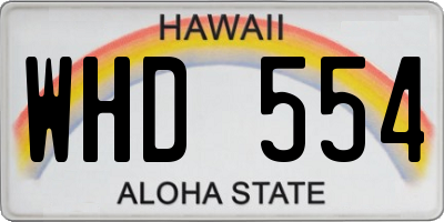 HI license plate WHD554