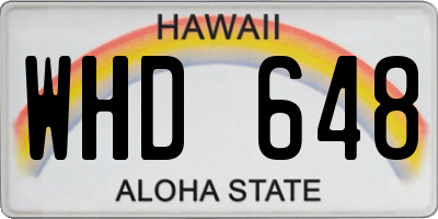 HI license plate WHD648