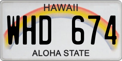 HI license plate WHD674