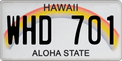 HI license plate WHD701