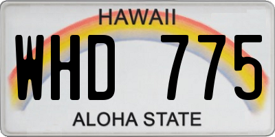 HI license plate WHD775