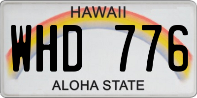 HI license plate WHD776