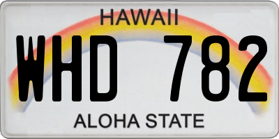 HI license plate WHD782