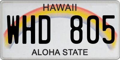 HI license plate WHD805