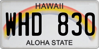 HI license plate WHD830