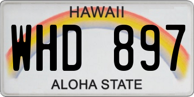 HI license plate WHD897