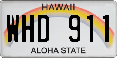 HI license plate WHD911