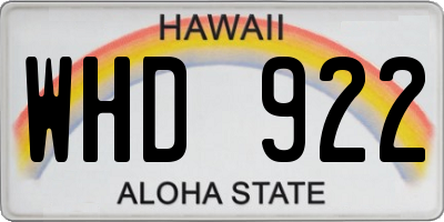 HI license plate WHD922