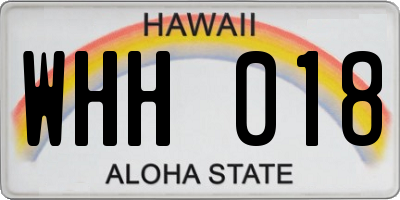 HI license plate WHH018
