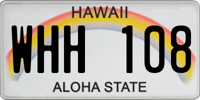 HI license plate WHH108