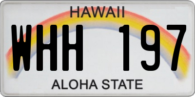 HI license plate WHH197
