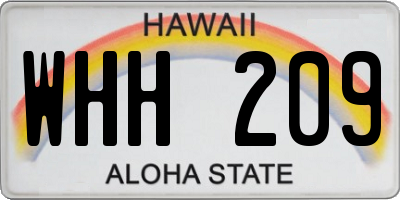 HI license plate WHH209