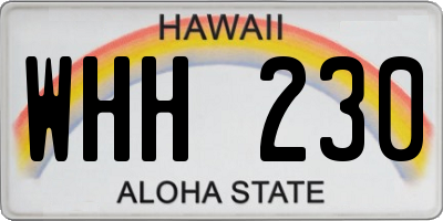 HI license plate WHH230