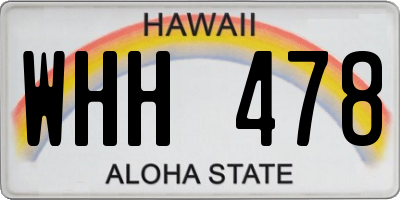 HI license plate WHH478