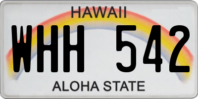 HI license plate WHH542