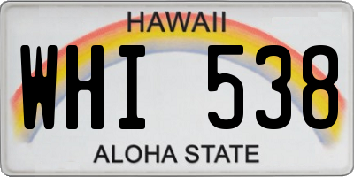 HI license plate WHI538