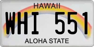 HI license plate WHI551