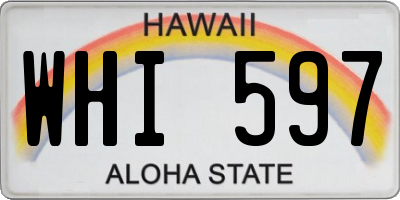 HI license plate WHI597