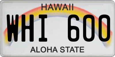 HI license plate WHI600