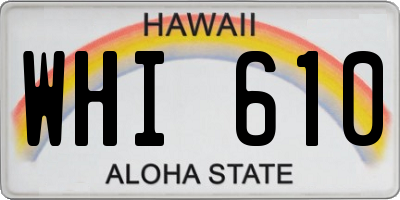 HI license plate WHI610