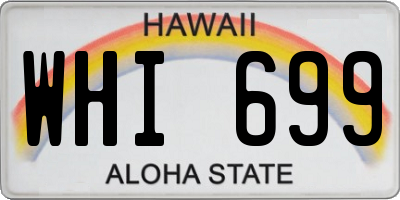 HI license plate WHI699