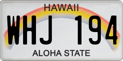 HI license plate WHJ194