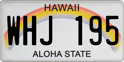HI license plate WHJ195