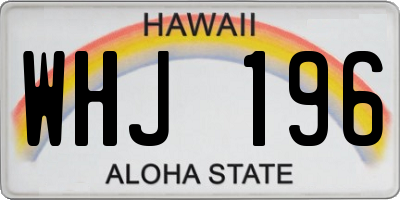 HI license plate WHJ196