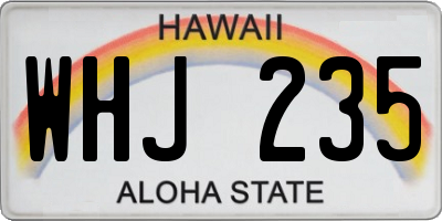 HI license plate WHJ235