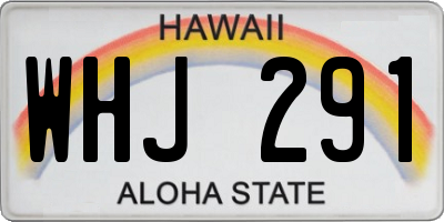 HI license plate WHJ291